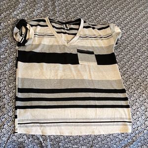 Striped, cuffed sleeve top